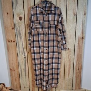 Fashion Nova Womens "Back To Reality" Shacket Size M Casual Cabincore